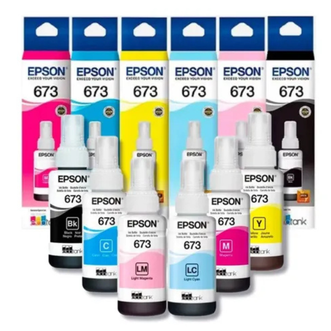 Kit con 6 recambios de tinta Epson 673 L800 L805 L810 L